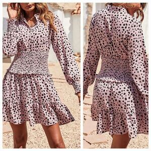 Mauve Cheetah Print Ruffled Short Dress Size Small